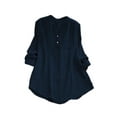 thumbnail image 1 of S-XXXXXL Cotton Linen Shirts for Women Plus Size Solid Color Tunic Blouses Button V Neck Tops Fall Ladies Casual Loose Tops T Shirts, 1 of 3