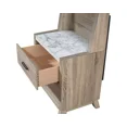 thumbnail image 5 of Rustic Light Brown Finish Queen Panel Bed Chest Nightstand Marble Look 3pc Furniture Set, 5 of 8