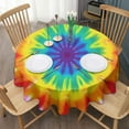 thumbnail image 3 of Rainbow Tie Dye Mandala Pattern Round Tablecloth 60"x60",Wrinkle Wipeable Table Cloth for Kitchen Dining Room Picnic Patio Party, 3 of 6