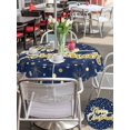 thumbnail image 4 of Outdoor Tablecloth with Umbrella Hole and Zipper, Merry Christmas Blue Round Table Cloth 60 Inch Waterproof Tablecloth, Xmas Snowflakes Polka Dot New Year Picnic Table Cover for Patio Camping, 4 of 7