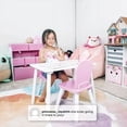 thumbnail image 3 of 4-Piece Toddler Playroom Set – Includes Play Table with Dry Erase Tabletop and 6 Bin Toy Organizer with Reusable Vinyl Cling Stickers, Pink/White, 3 of 5