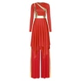 thumbnail image 4 of iiniim Women Liturgical Dancewear Long Sleeve Praise Dance Tunics with Wide Leg Baggy Pants Red S, 4 of 7