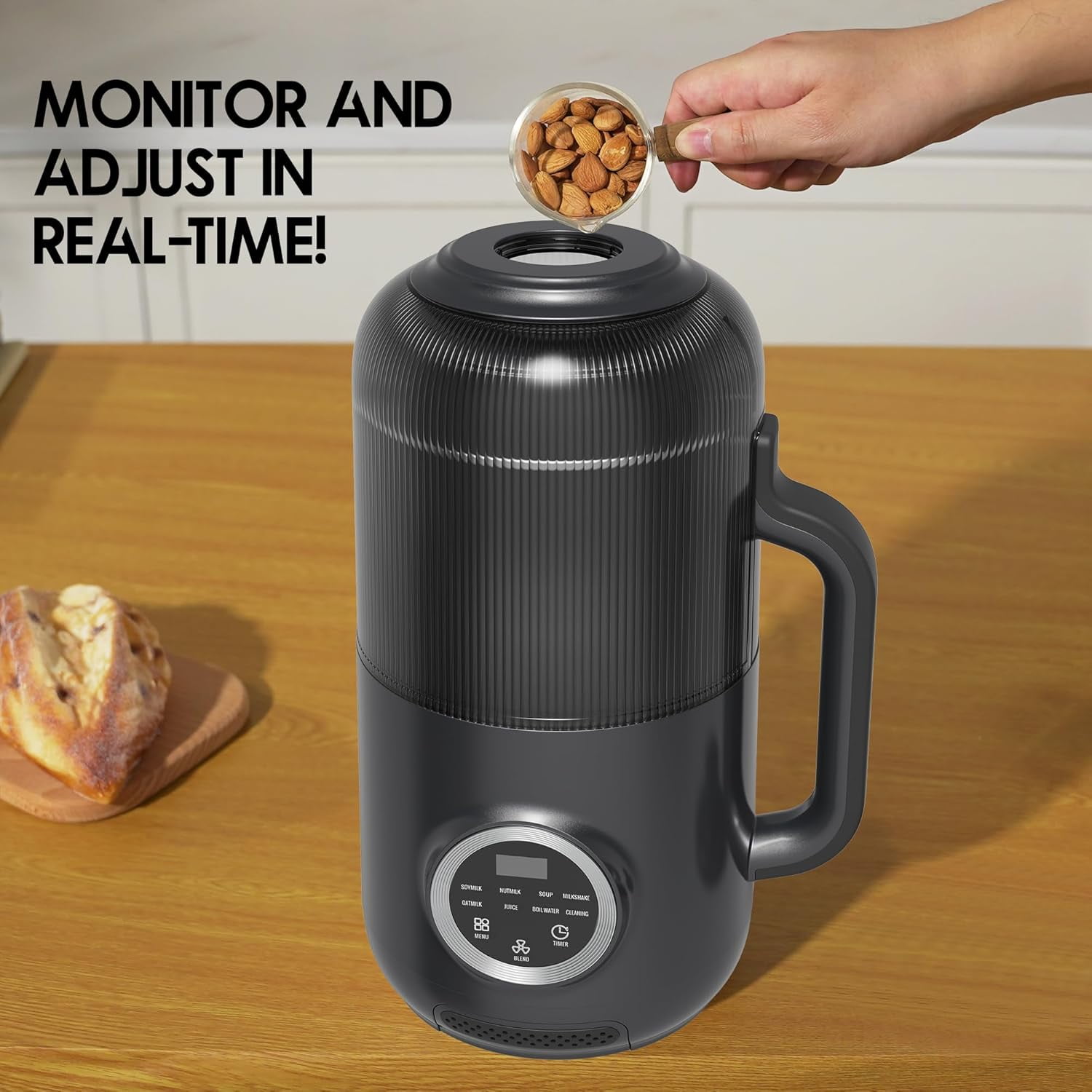 8 in 1 Nut Milk Maker Blender, 40oz Homemade Soy, Almond, Oat, Coconut, Plant Based Milks and Non Dairy Beverages, Automatic Soybean Milk Machine with Delay Start/Keep Warm/Boil Water, Black