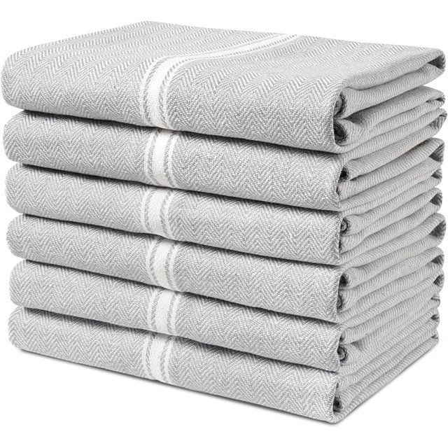 FZC-Kitchen Ensemble de Serviettes de Cuisine - Serviettes de Cuisine 100 % Coton, Torchons Réutilisables, Serviettes de Cuisine Grises, Torchons Doux et Absorbants, Serviettes de Cuisine Durables, 14”x 25”