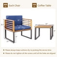 thumbnail image 3 of Gymax 3PCS Acacia Wood Patio Bistro Set Outdoor Conversation Furniture Set w/ Navy Cushions, 3 of 6