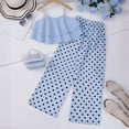 thumbnail image 5 of FINALGANG Girls Two Piece Casual Outfit Kids Summer Lightweight Solid Color Spaghetti Strap Sleeveless Top Polka Dot Loose Fit Pants For Daily Wear Classic Set, 5 of 9