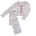 thumbnail image 4 of FASHOFT Womens Pajamas Set Ribbed Cute Heart Graphic Long Sleeve 2 Piece Valentines Day Pjs Set Ruffle Soft Sleepwear Loungewear Red XL, 4 of 4