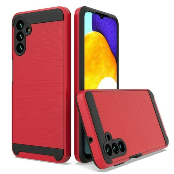 Brushed Textured Hybrid Armor Case for Samsung Galaxy A13 5G - Red