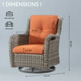 thumbnail image 3 of Cozywor Brown Wicker Patio Swivel Rocking Chair Orange, 3 of 5