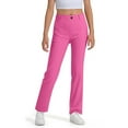 thumbnail image 5 of Girls Uniform Pants Skinny Fit Stretch Pants with Pockets Straight Pants Boys Pink Uniform Pants Back to School Outfits for Teen Girls Kids Preppy Clothes 5-6 Years, 5 of 7
