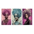 thumbnail image 2 of Designart "Retro Glamour African American Beauty III" African American Woman Wall Art Set Of 3 - Woman African American Pink Canvas Set For Living Room Decor, 2 of 6