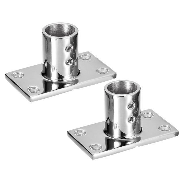 Unique Bargains Boat Hand Rail Fitting 60 Degrees, 2Pc Marine 316 Stainless Steel Rectangular Base, Silver