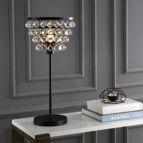 JONATHAN Y Buckingham 25" Crystal/Metal Table Lamp, Bronze/Clear, JYL9004A