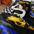 thumbnail image 4 of Erosebridal Speed Sports Bedding Full Size, Blue Yellow Car Bed Set, Black White Geometry Reversible Bed in a Bag Full size, Ultra Soft Room Decorative, 7pcs, 4 of 7