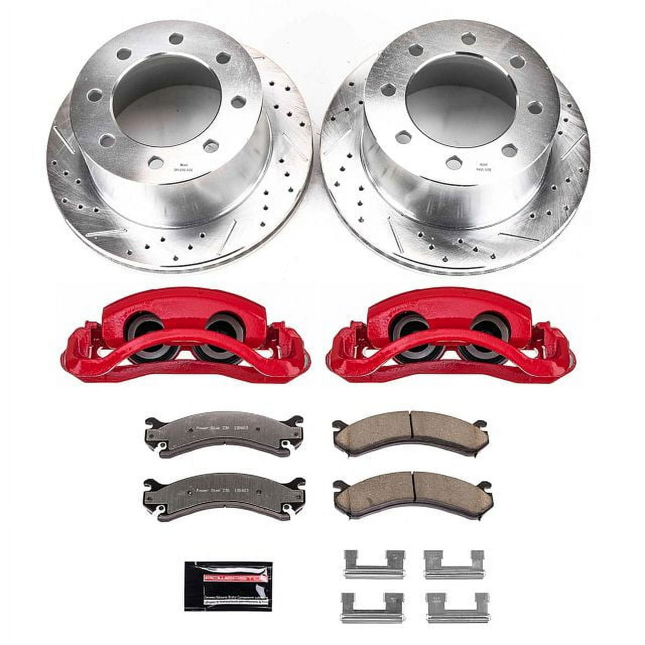 PowerStop Rear Z36 Truck & Tow Brake Pad and Rotor Kit with Red Powder Coated Calipers Fits: CHEVROLET GMC Select Models KC5337-36