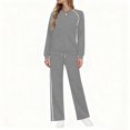 thumbnail image 6 of VBVC Women's 2 Piece Side Stripes Set,Ladies Crew Neck Top and Sweatpants,Lightweight Matching Outfit For Women,Gray,Size XXL, 6 of 7