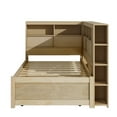 thumbnail image 6 of MAYEERTY Twin Size Wood Daybed with Storage Shelves, USB and Trundle, Natural, 6 of 19