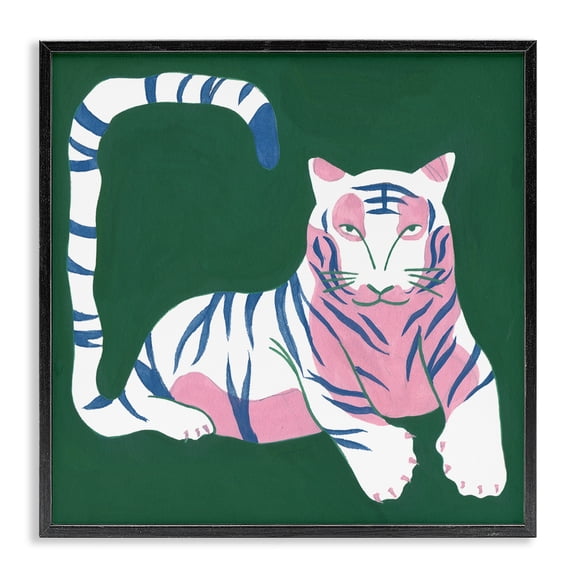 Stupell Industries Contemporary Modern Tiger with Curved Tail Black Framed Giclee Art, 12 x 12, by Melissa Wang