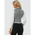 thumbnail image 4 of DARING DIVA Women's Plaid Waistcoat Notched Lapel Collar Vintage Vest S Black, 4 of 6