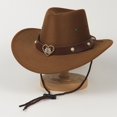 thumbnail image 4 of ZHOGXU Classic Western Cowboy Hat Heart Applique Chin Strap Kids Boys Girls Sport Wear, 4 of 4