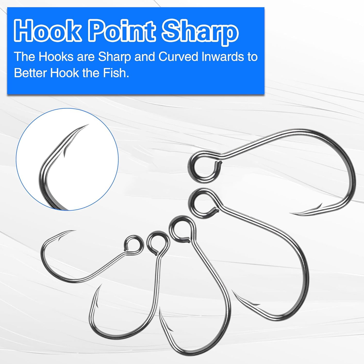 170pcs Inline Single Hooks Kit Single Replacement Inline Circle Hooks with Split Rings for Hard Lures Baits Freshwater Saltwater Fishing Tackle