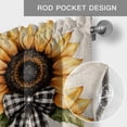 thumbnail image 5 of Yellow Sunflower Valances for Windows Spring Flower Floral Green Leaf Black White Bow Rod Pocket Curtain Valance Window Treatment Short Curtains for Kitchen Living Room, 42"x18", 5 of 9
