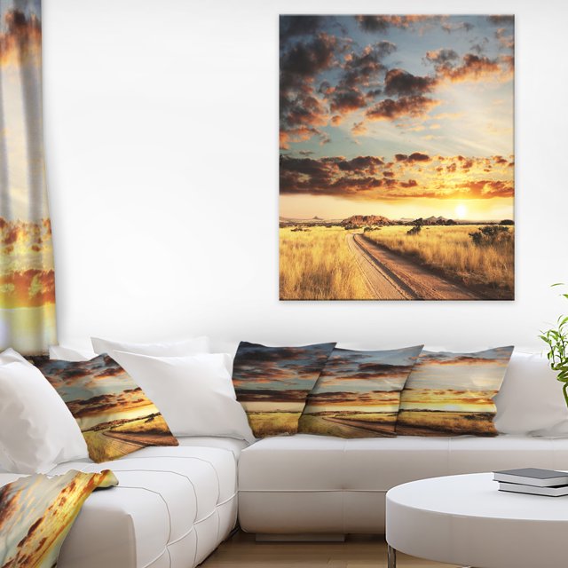 Prairie Africaine Nuageuse avec Allée - Art sur Toile Paysage Extra Large
