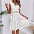 thumbnail image 6 of Bnwani Sleeveless Dresses,Womens Dresses,Color Block,V-Neck,Fitted Waist,Knee Length,White,S, 6 of 8