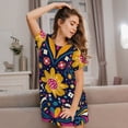 thumbnail image 3 of Fotbe Cinco De Mayo Floral Bata de Dormir para Mujer con Estampado, Camisón de Algodón de Manga Corta, Ropa de Dormir Casual, 3 of 6