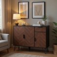 thumbnail image 1 of Homy Casa Armoire de Rangement Moderne en Bois Noir avec Tablettes Ajustables et Tiroir, Armoire d'Accent de 35,5 Po, 1 of 12