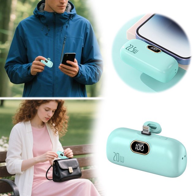 BotaniNest 5000mah Mini Portable Charger USB C Double Directional Fast Charging Cell Phone Portable Power LCD Display Battery Pack For IPhone