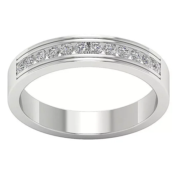 "0.45 Carat Genuine Diamond 14K White Gold Plated Anniversary Wedding Ring | 4.10MM 925 Sterling Silver"
