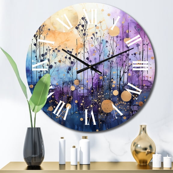 Designart "Celestial Charm II" Abstract Collages Oversized Wall Clock