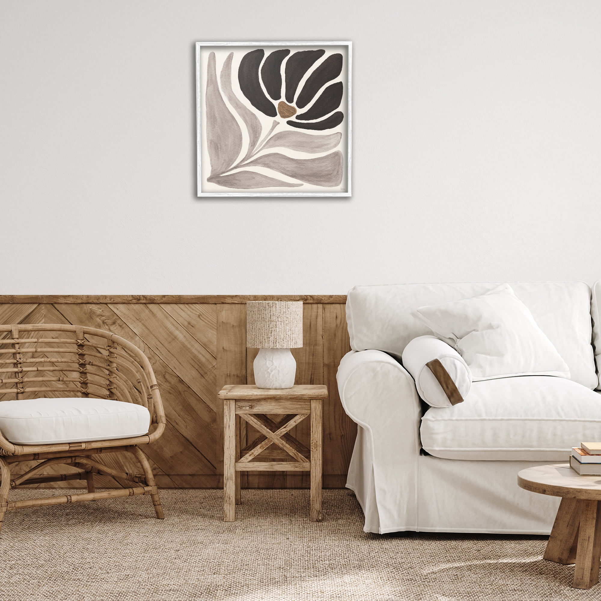 Stupell Industries Modern Neutral Bloom Botanical & Floral Painting White Framed Art Print Wall Art, 24 x 24