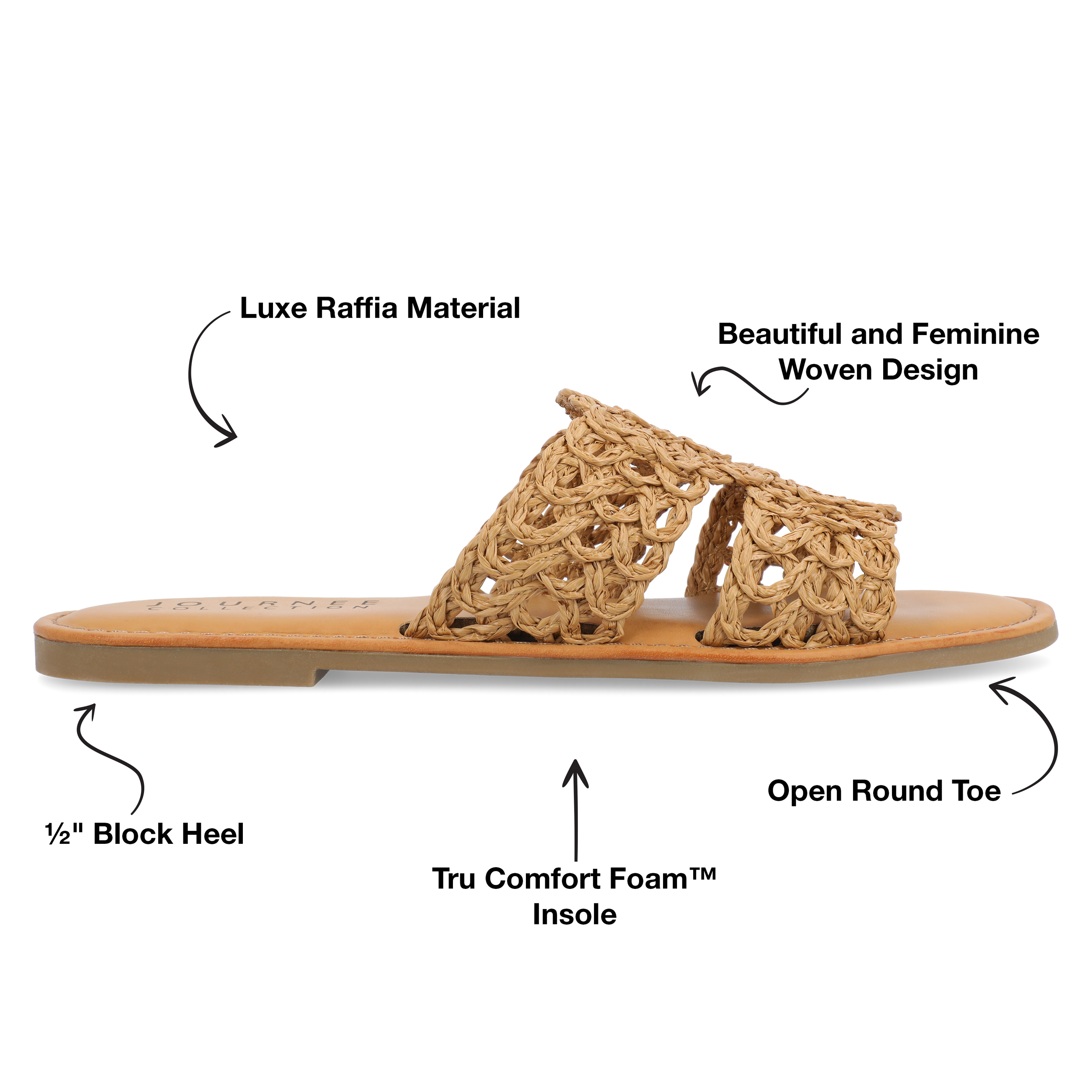Journee Collection Womens Lissia Tru Comfort Foam Slip On Slide Flat Sandals