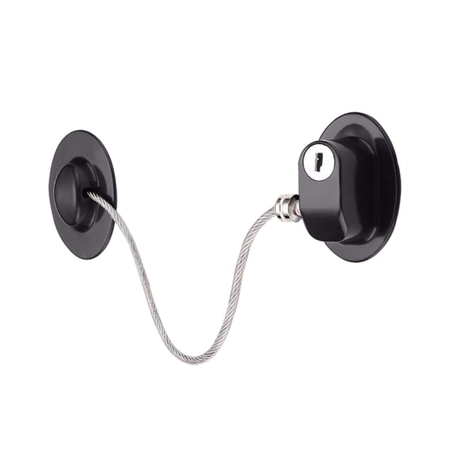Cerradura de seguridad a prueba de niños perfke Cajones con cerradura de cable de ventana Refrigerador Negro Longitud del cable 17,2 cm