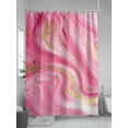 thumbnail image 5 of Pink Marble Abstract Shower Curtain, Gold Foil Modern Waterproof Shower Curtain Set with 12 Hooks Lightweight Washable Fabric Shower Curtains for Bathroom 72x72 Inches, 5 of 6
