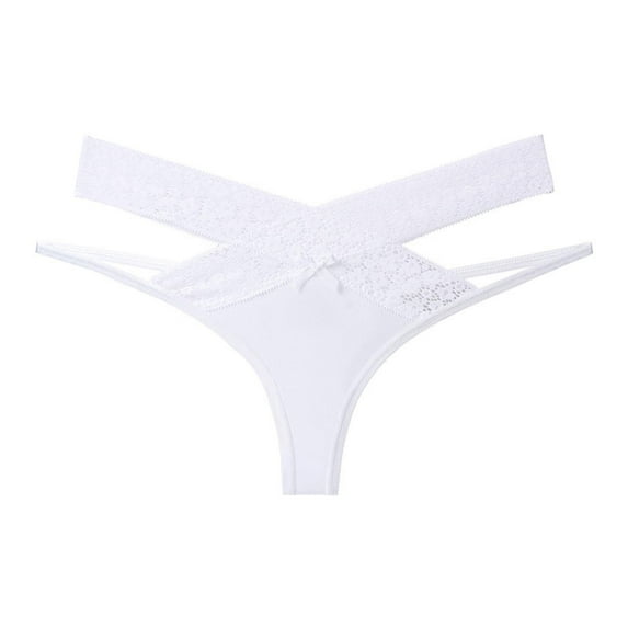zuwimk Panties For Women,Women's Microfiber Low Rise No Show Thong Pantie Z01-White,M