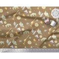 thumbnail image 3 of Soimoi Brown polyester Crepe Fabric Star Anise,Lemon & Garlic Vegetable Printed Fabric 1 Yard 42 Inch Wide, 3 of 3