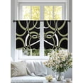 thumbnail image 5 of Black Geometric Semi Sheer Curtains 54 Inch Length 2 Panels Set, Modern Sage Green White Striped Art Sheer Kitchen Curtain Privacy Voile Window Curtain for Living Room Bedroom Rod Pocket Drapes, 5 of 7