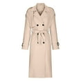 thumbnail image 3 of Honeeladyy Women's Fall Trench Office Double Breasted Long Trench Coat Overcoat Khaki M, 3 of 5