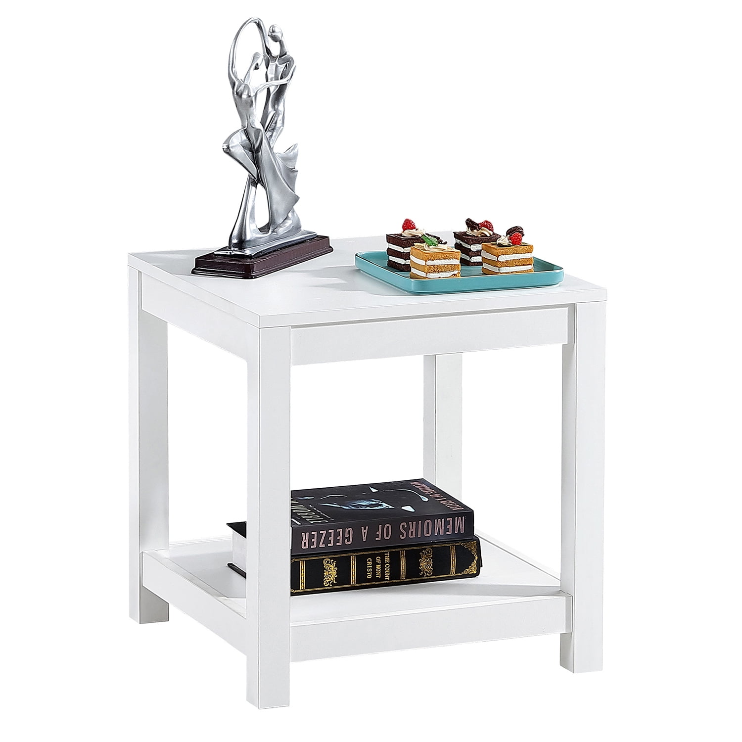 Kadyn End Table, Mid-Century Nightstand for Living Room, MDF Bedside Table with Storage Shelve, White Kadyn End Table, Mid-Century Nightstand for Living Room, MDF Bedside Table with Storage Shelve, White