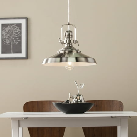 Nickel Sloped Ceiling Adaptors - Southern Enterprises Mykelle Industrial Bell Pendant Lamp, Contemporary Style, Brushed Nickel