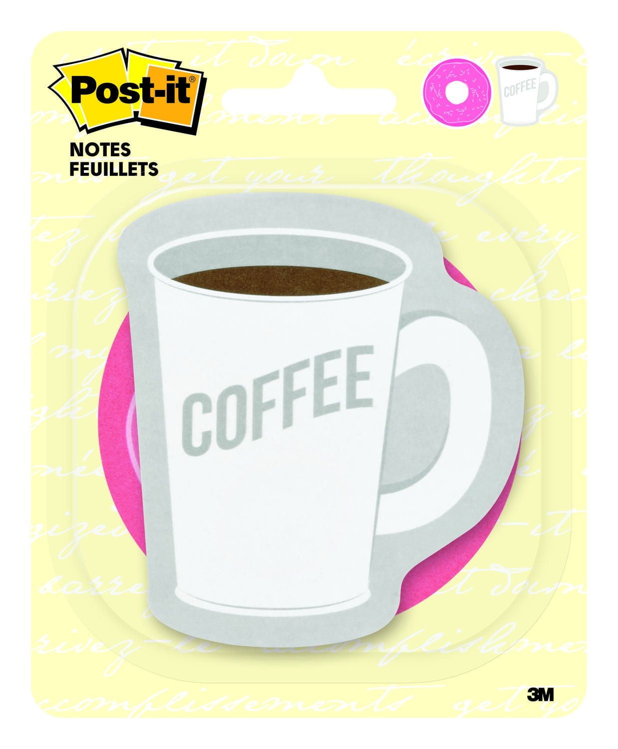 POST - IT Post-it® Notes, BC-2030-COFDNT, 2.9 in X 2.9 in, 2 Designs, 2 Pads (1 of Each)