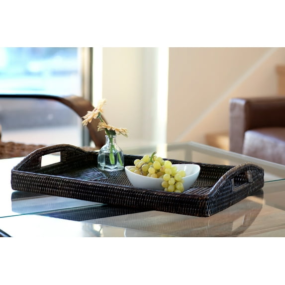 Artifacts Rattan™ Rectangular Serving Tray With High Handles