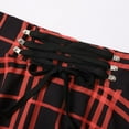thumbnail image 4 of Dpytoraw Women Fashion Retro Punk Plaid Print Skirt Strap Zipper Short Skirt Stretchy Denim Skirt with Pockets Red, 4 of 5