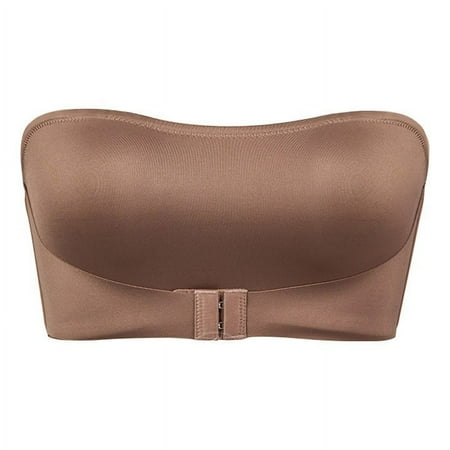 Brown Medium Women s Comfortable and Front Closure Bra Transparent Shoulder Strap Cordless Women Bras Wireless Full Coverage Backless Spongeless with Convertible Womens B