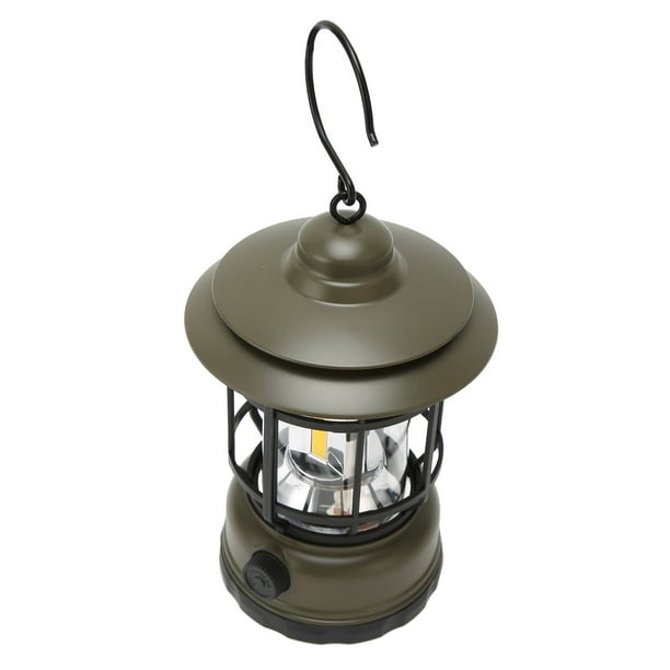 Linterna de camping vintage IPX4 impermeable protección ocular USB recargable decorativa portátil COB lámpara de tienda con gancho verde