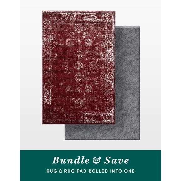 Unique Loom Sofia Collection Area Rug - Casino Bundle (7' 1" x 10' Rectangle Burgundy/Gray)