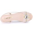 thumbnail image 4 of Sandalias de Tacón Dedo Visible con Diamantes de Imitación de Flor Transparente Allegra K Beige 38 EU, 4 of 7
